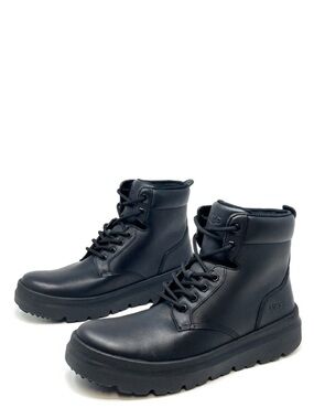 NEW Ugg  Burleigh Chukka Boots Black Leather Men’s Size 8 Combat Ankle Wool New